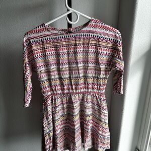 Crazy 8 Pink and White Peplum dress 3/4 Sleeve